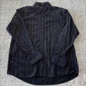 𝅺Marc Edwards Black Floral Striped Dress Shirt Large